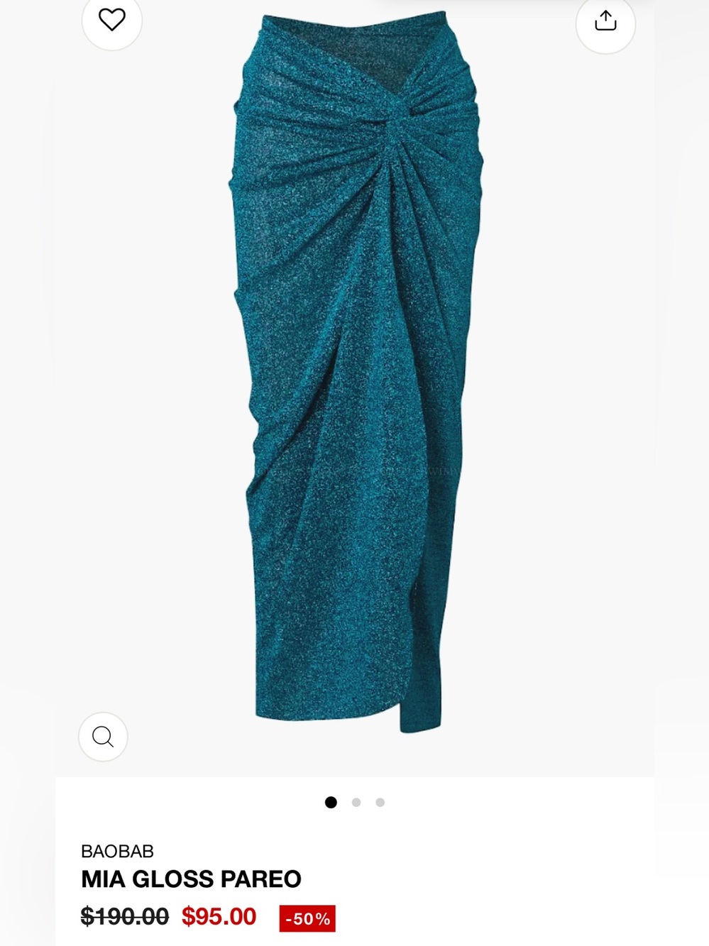 Baobab Collection Blue Glitter Draped Midi Skirt